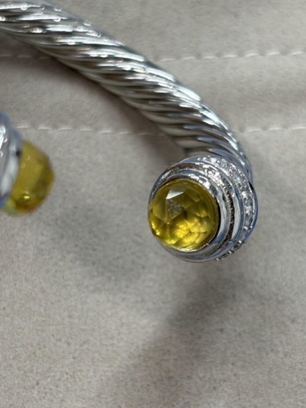 David Yurman Silver Bracelet with Yellow Gemstones 7mm - Picture 4 of 4